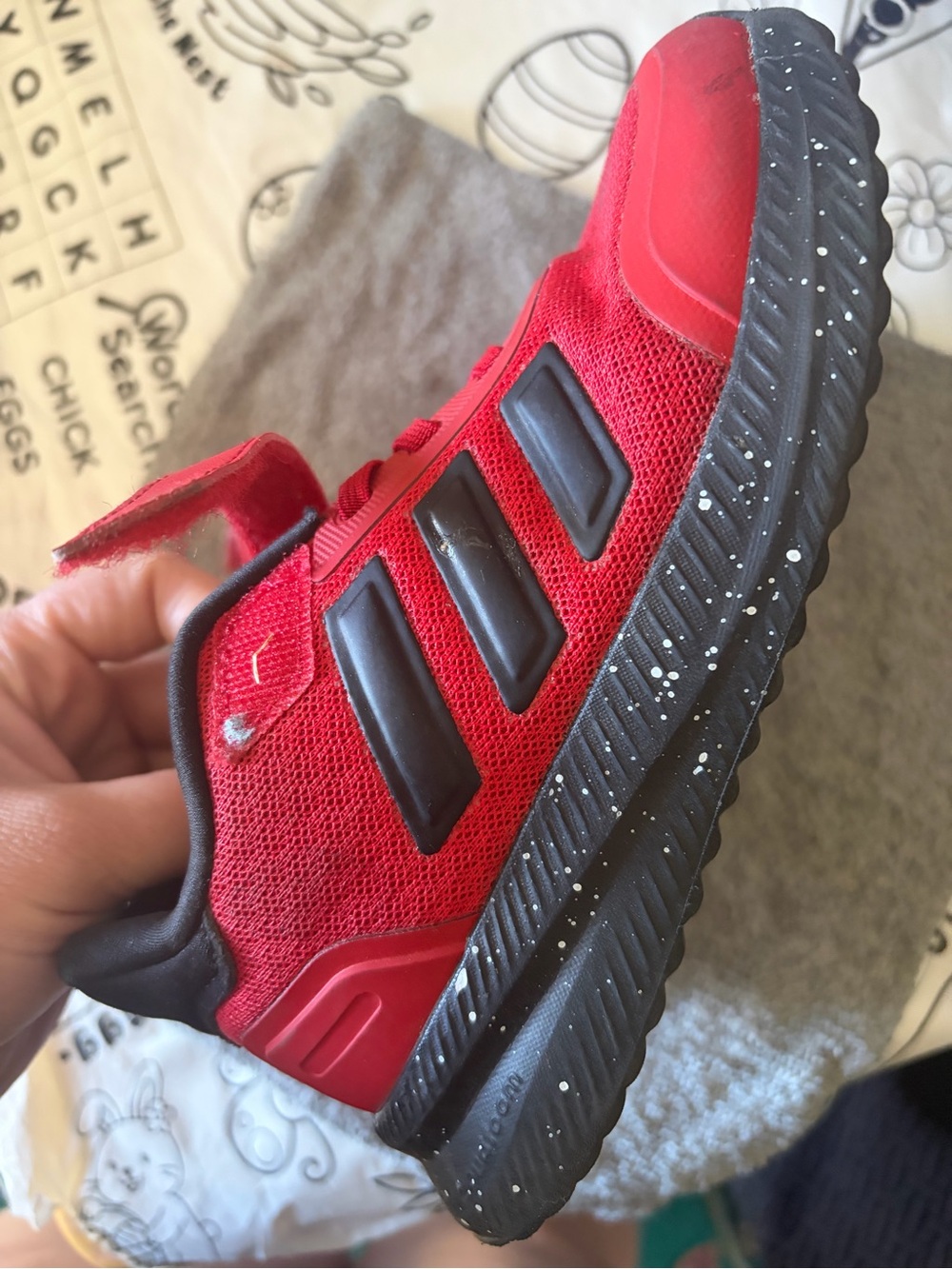 adidas Kids cloud foam Red Sneakers with Black Accents